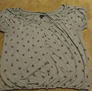 American Eagle Outfitters Gray Floral Shirt